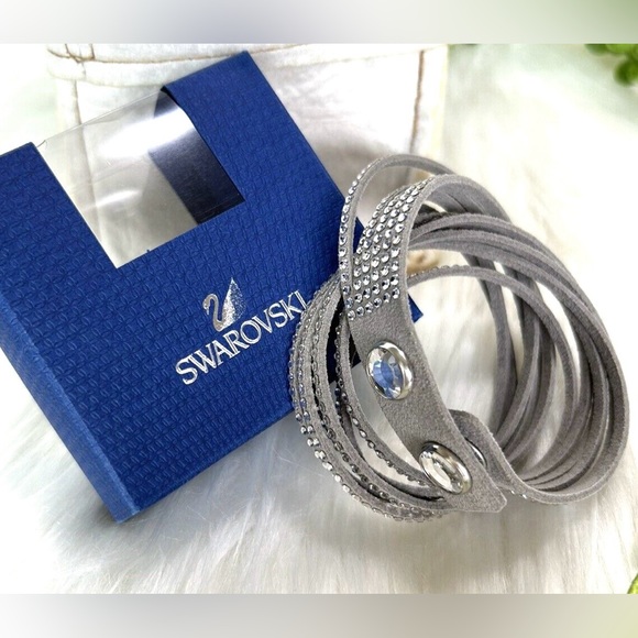 RETIRED, Authentic Swarovski Slake Light Gray Wrap Bracelet ( choker ). BNIB. - Picture 6 of 15
